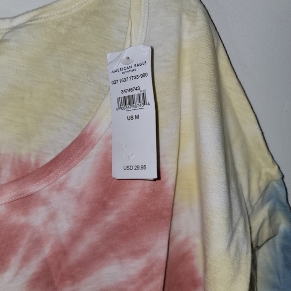 American Eagle Tie Dye Swirl Ruffle Babydoll Hi-Lo Tee T-Shirt Medium - Picture 5 of 10